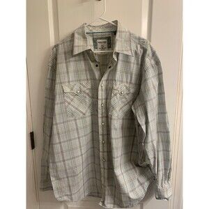 ROUGH STOCK Mens Shirt Size XL Snap Pearl  Buttons Long Sleeve ‎ Western Cowboy